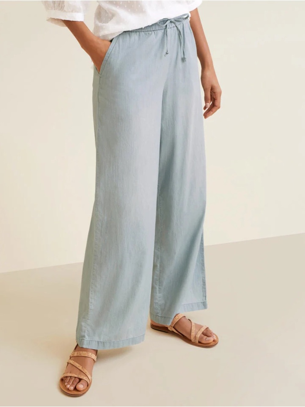 Garnet Hill Pull On Chambray Pants